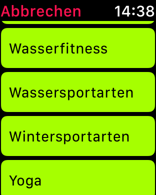 Unter "Sonstige" finden sich in der Apple-App eine ganze Reihe exotischerer Sportarten. (Screenshot: Golem.de)
