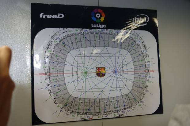 Jeweils 19 Kameras sind auf die beiden Punkte auf dem Spielfeld ausgerichtet. (Bild: Sebastian Wochnik/Golem.de)