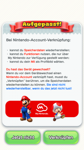 Der Spieler muss sich nicht unbedingt bei Nintendo anmelden - es bringt aber die genannten Vorteile. (Screenshot: Golem.de)
