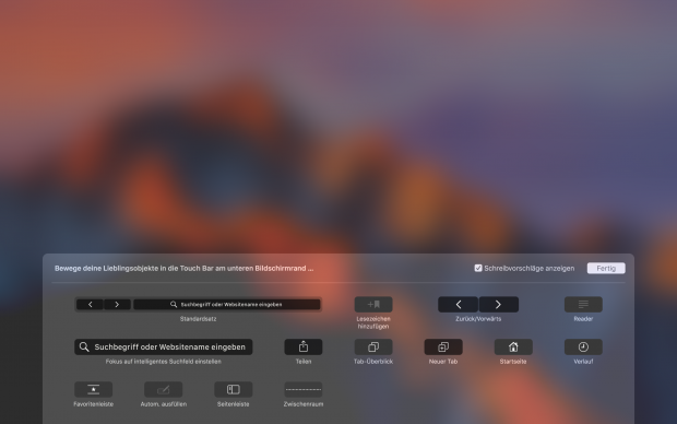 Touch Bar und Safari (Screenshot: Golem.de)