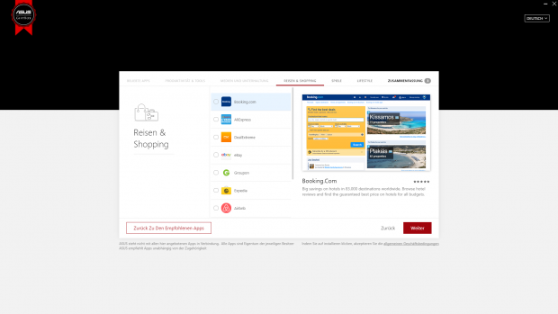 App-Empfehlungen: Vermutlich verdient Asus so noch ein wenig Geld extra pro Notebook. (Screenshot: Golem.de)
