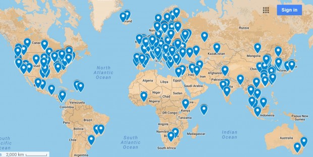 Die geographische Verteilung der f&uuml;r die Angriffe genutzten IP-Adressen. (Screenshot: Golem.de)