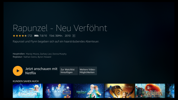 Bei Rapunzel funktioniert die Netflix-Erkennung. (Screenshot: Golem.de)