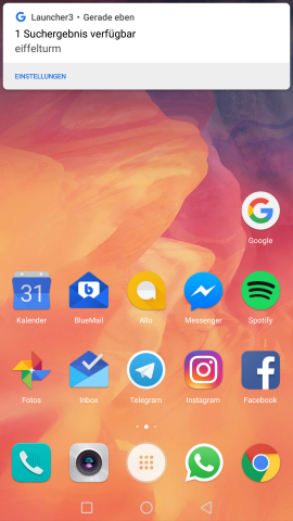 Sobald der Nutzer mit seinem Android-Smartphone wieder online geht, wird er über die Suchergebnisse benachrichtigt. (Screenshot: Golem.de)