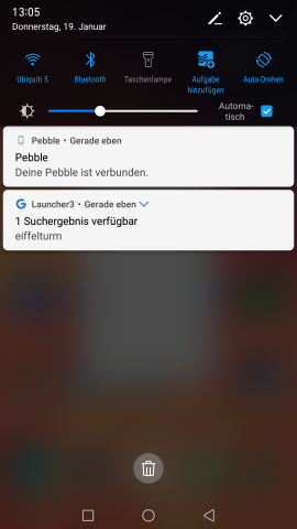 Diese lassen sich dann in der Benachrichtigungsleiste direkt anklicken. (Screenshot: Golem.de)