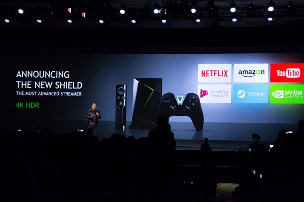 Nvidia-Chef Jen-Hsun Huang stellt das Shield TV vor. (Foto: Martin Wolf/Golem.de)