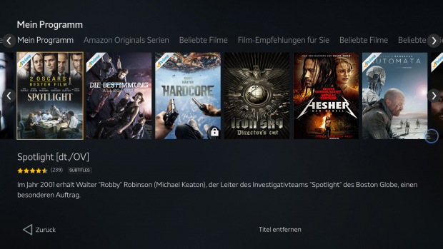 Die Rubrikansicht in Amazons Video-App (Screenshot: Golem.de)