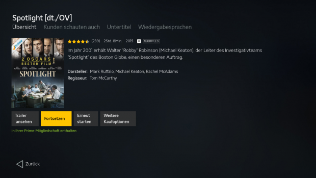 In der Amazon-App lassen sich keine Titel auf die Watchlist setzen. (Screenshot: Golem.de)