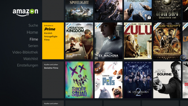 Die Rubrik-Übersicht der Amazon-App (Screenshot: Golem.de)