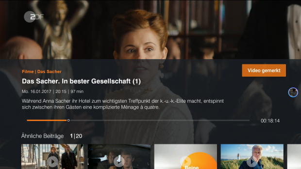 Die ZDF-Mediathek blendet im Pausenmodus eine Inhaltsangabe ein. (Screenshot: Golem.de)