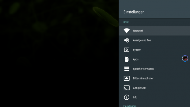 Das Einstellungsmenü von Android TV ist umfangreich. (Screenshot: Golem.de)