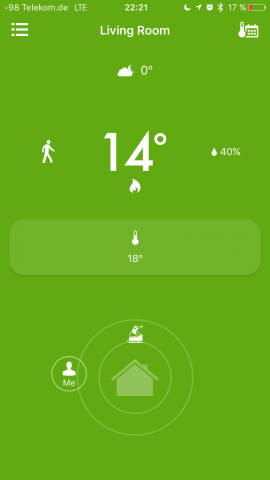 Erst bei der Landung in Tegel erkennt Tado die R&uuml;ckkehr und heizt. Die Wohnung w&auml;rmt sich nicht rechtzeitig auf. (Screenshot: Golem.de)