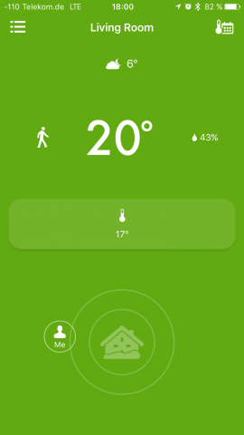 W&auml;hrend des 33C3 haben wir Tado ebenfalls beobachtet. Wir haben die Wohnung verlassen und die Zieltemperatur liegt bei 17 Grad Celsius. (Screenshot: Golem.de)