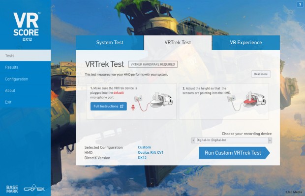 Der VRScore integriert auch den VRTrek-Test (Screenshot: Golem.de)