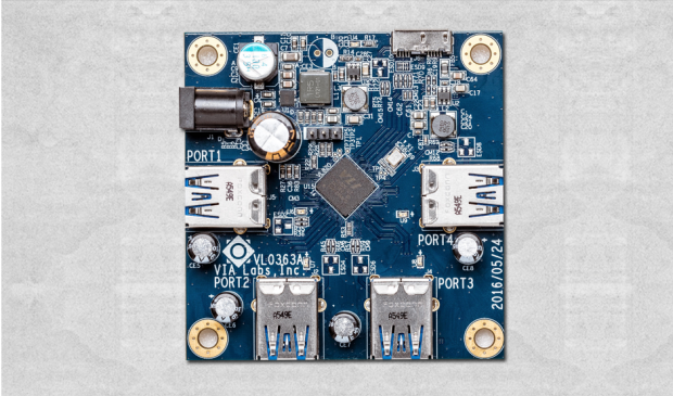Platine mit VL820-Hub-Controller (Bild: Via Labs)