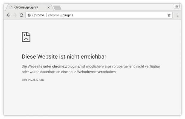 ... in Chrome 57 ist die Seite dagegen verschwunden. (Screenshot: Golem.de)