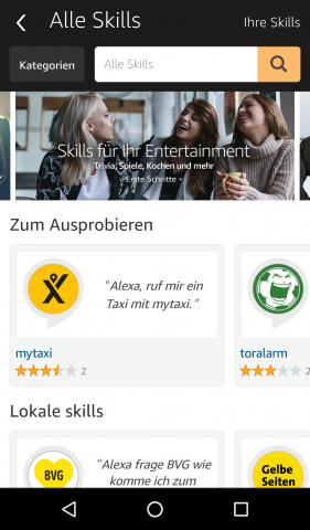 Über den Skills-Shop kann Alexa erweitert werden. (Screenshot: Golem.de)