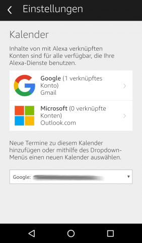 Seit kurzem unterstützt Alexa, nicht nur Google Kalender, sondern auch Outlook.com. (Screenshot: Golem.de)