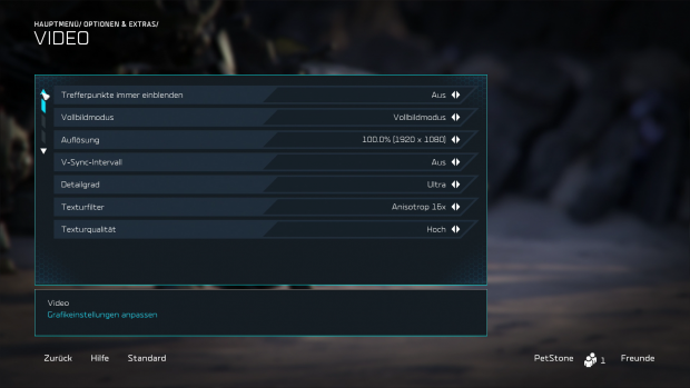Das Grafikmenü der PC-Version... (Screenshot: Golem.de)
