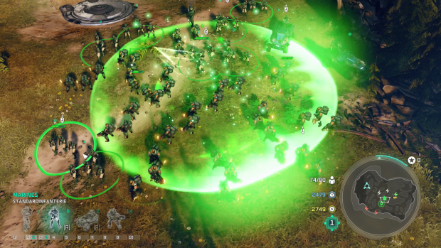 Im grünen Feld werden unsere Einheiten geheilt und repariert. (Screenshot: Golem.de)