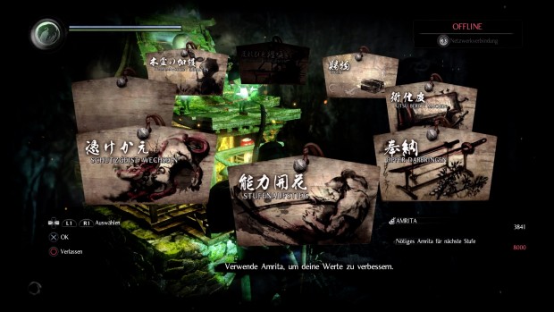 Stufenanstiege und die Skill-Verwaltung finden an Schreinen statt.