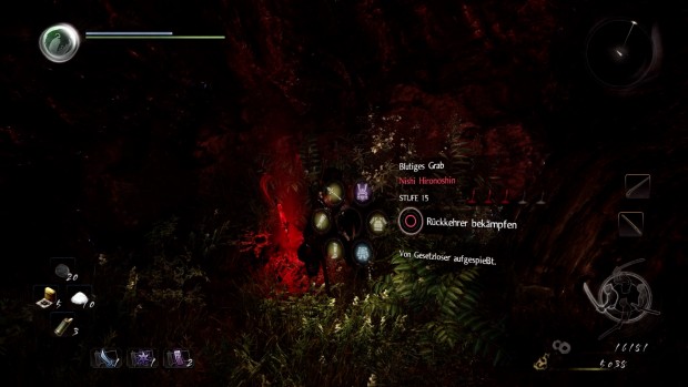 An blutigen Gräbern können wir gefallene, andere Spieler herausfordern. Sie werden dann von der künstlichen Intelligenz gesteuert.