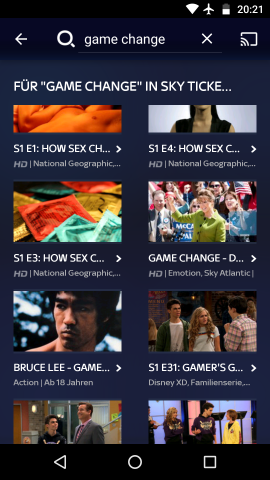 Der Treffer für "Game Change" ist erst auf der zweiten Bildschirmseite zu sehen. (Screenshot: Golem.de)