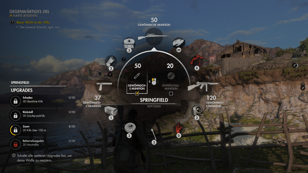 Per Waffenrad wählen wir Ausrüstung aus. (Screenshot: Golem.de)
