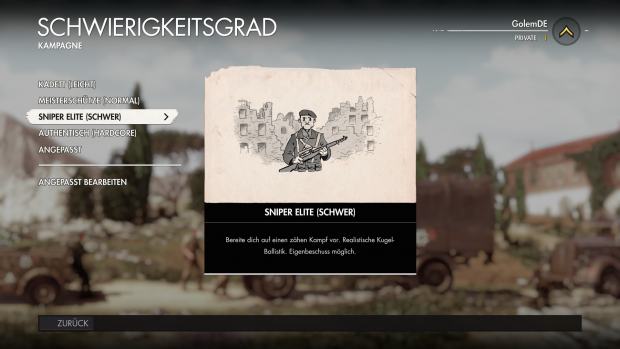 Die vier Schwierigkeitsgrade sind sehr unterschiedlich. (Screenshot: Golem.de)