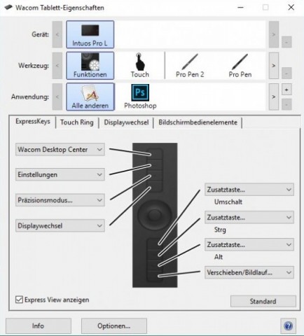 Die Express-Keys-Leiste lässt sich im Treiber individuell anpassen, ... (Screenshot: Oliver Nickel/Golem.de)
