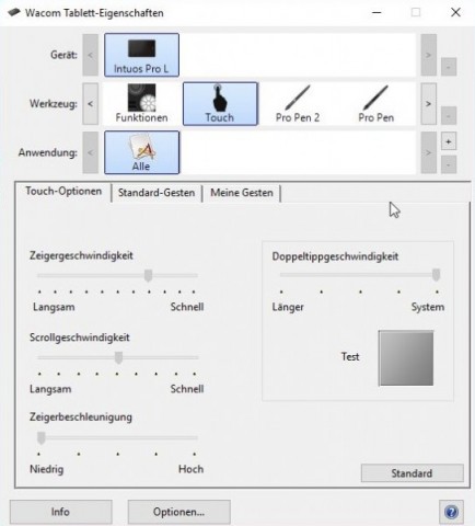 Die Touch-Funktion kann umfassend konfiguriert werden. (Screenshot: Oliver Nickel/Golem.de)