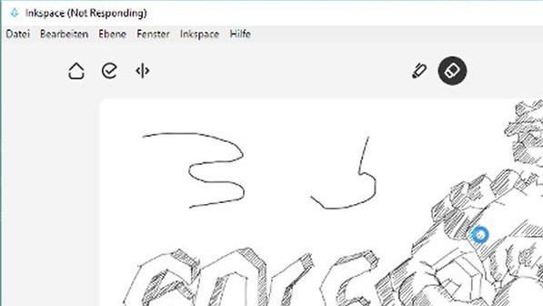 Auch beim Bearbeiten von Bildern reagiert Inkspace teilweise nicht. (Screenshot: Oliver Nickel/Golem.de)