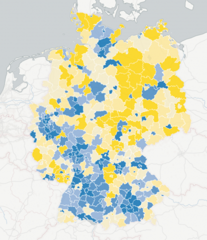 Karte der IT-Arbeitsplätze in Deutschland (Bild: Institut für deutsche Wirtschaft)