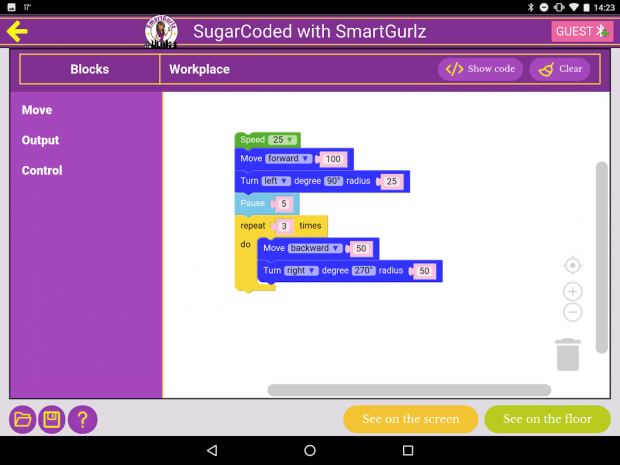 Auch die grafische IDE hebt sich farblich von der Konkurrenz ab (Bild: Smart Gurlz)