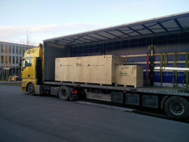 Die Kapsel ist verpackt und auf dem Weg in die USA. (Foto: Warr)