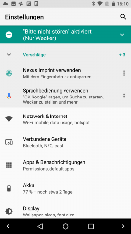 Die einzelnen Punkte der Systemeinstellungen hat Google bei Android O thematisch gruppiert und dadurch das Menü sehr verkürzt. (Screenshot: Golem.de)
