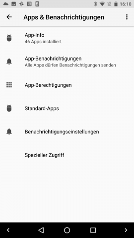 Auch die App- und die Benachrichtigungsverwaltung befinden sich nunmehr in einem gemeinsamen Menü. (Screenshot: Golem.de)