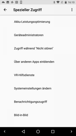 In einem Untermenü der Apps und Benachrichtigungen findet sich unter anderem die neue Bild-in-Bild-Funktion. (Screenshot: Golem.de)