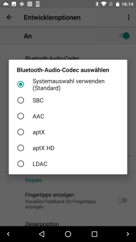 So können wir beispielsweise den Audio-Codec manuell bestimmen. (Screenshot: Golem.de)