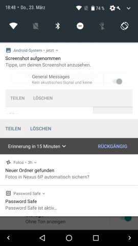 Praktisch ist auch die Schlummerfunktion für Benachrichtigungen: Mit ihr können wir uns später erneut an sie erinnern lassen. (Screenshot: Golem.de)