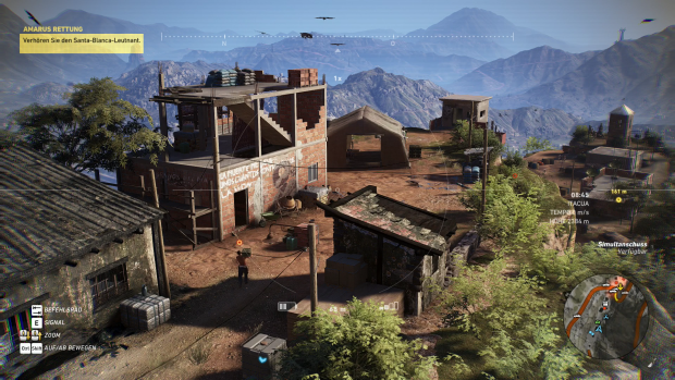 Mit der Drohne klären wir einen feindlichen Außenposten auf. (Screenshot: Golem.de)