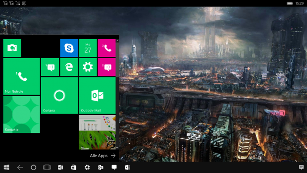 Das Startmenü erinnert an Windows 10. (Screenshot: Oliver Nickel/Golem.de)