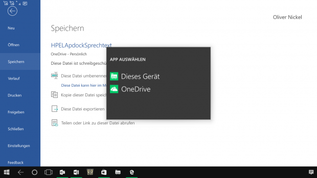 Wir können Dokumente in der Cloud oder auf dem Gerät speichern. (Screenshot: Oliver Nickel/Golem.de)