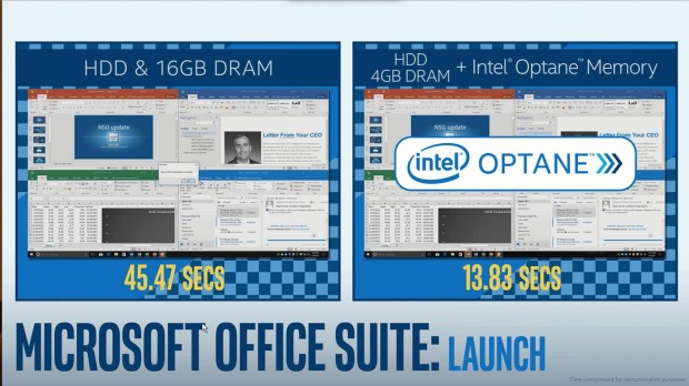 Start von Microsoft Office mit und ohne Optane Memory (Bild: Intel)