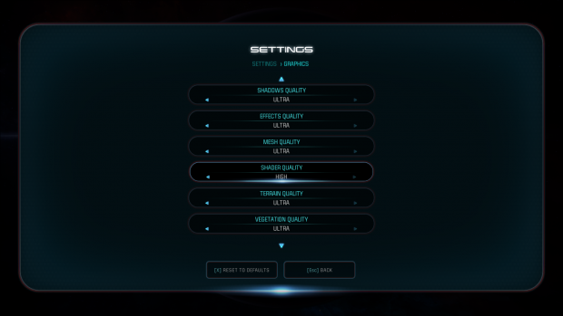 Grafikmen&uuml; der PC-Version von Mass Effect Andromeda (Bild: Nvidia)