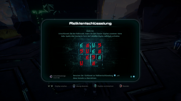 Nur an einer Stelle müssen wir ein außerirdisches Sudoku lösen. (Screenshot: Golem.de)