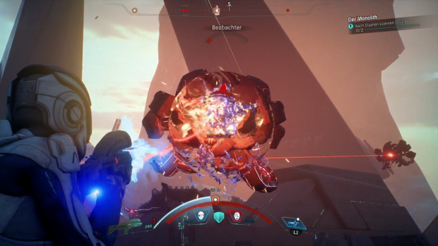 In Kämpfen gegen Roboter gibt es stellenweise schicke Effekte. (Screenshot: Golem.de)