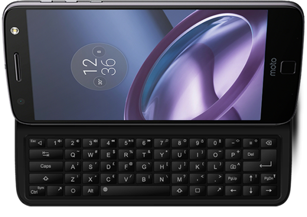 Die ausgezogene Moto-Mod-Tastatur am Smartphone (Bild: Livermorium)