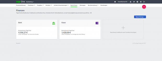 Die Benutzeroberfläche von Sage One (Bild: Sage)