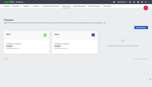 Die Benutzeroberfläche von Sage One (Bild: Sage)